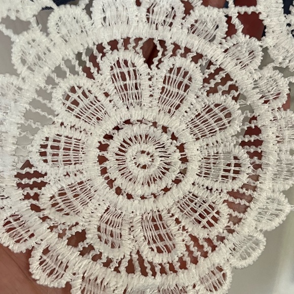 Unique Spectrum•Denim White Crochet Floral Top - Picture 4 of 15